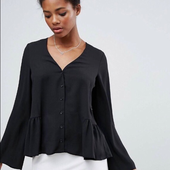 ASOS Tops - ASOS V-neck Blouse with Ruffle Hem